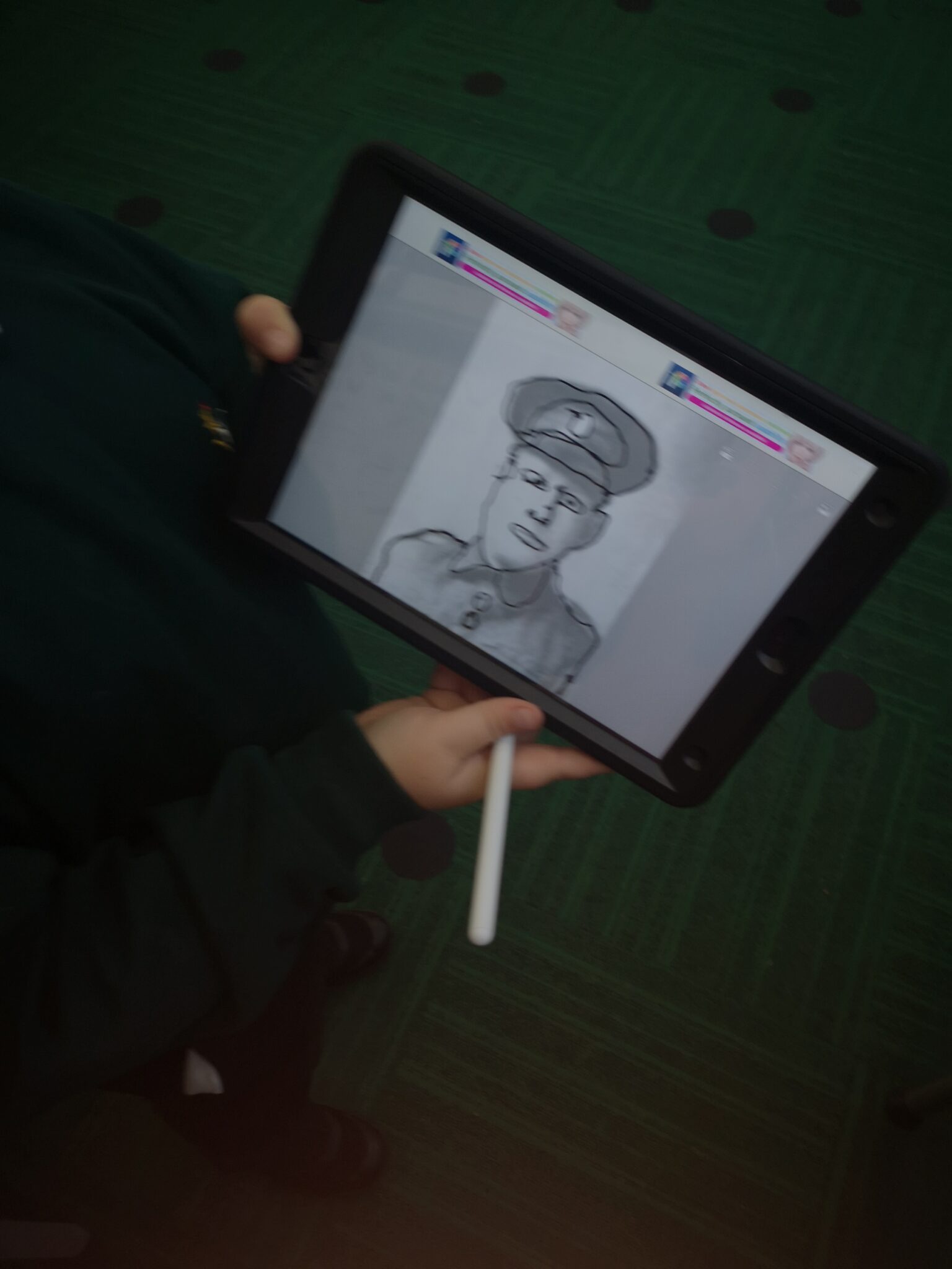 Class 10 iPad Digital Portraits Green Top School