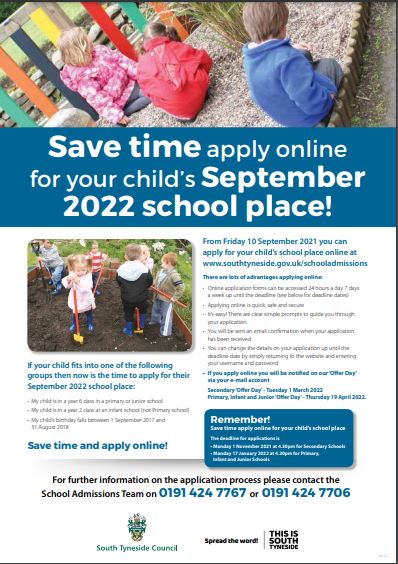 School Admissions 2022 | Stanhope Primary School