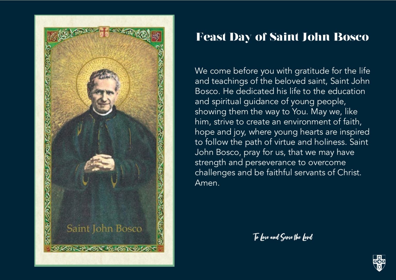 Saint John Bosco Feast Day | St Edmund's Catholic Academy