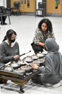 Image of Alperton students engaged in Gamelan workshop activities