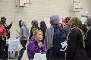 Image of Alperton students with career advisors