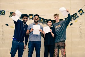 A Level students celebrating their results