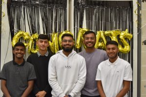 A Level students celebrating their results