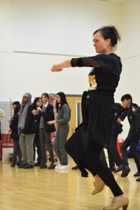 Alperton students learning Flamenco steps