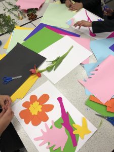 Collage of flowers created by students
