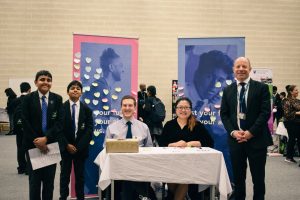 ACS students and staff with professionals at Careers Fair