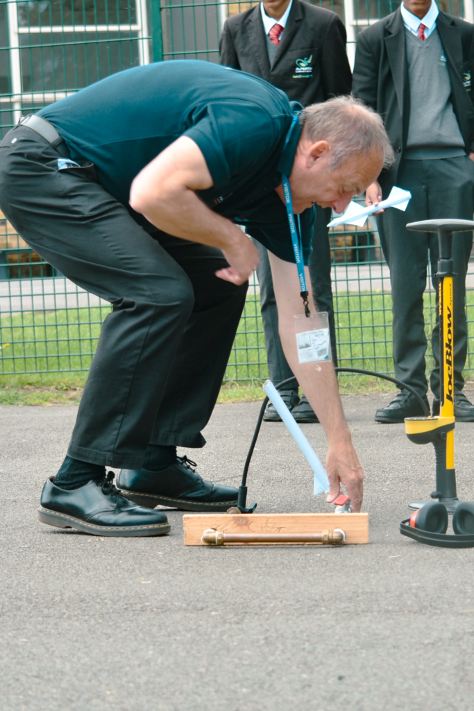 Space rocket created by students being launched