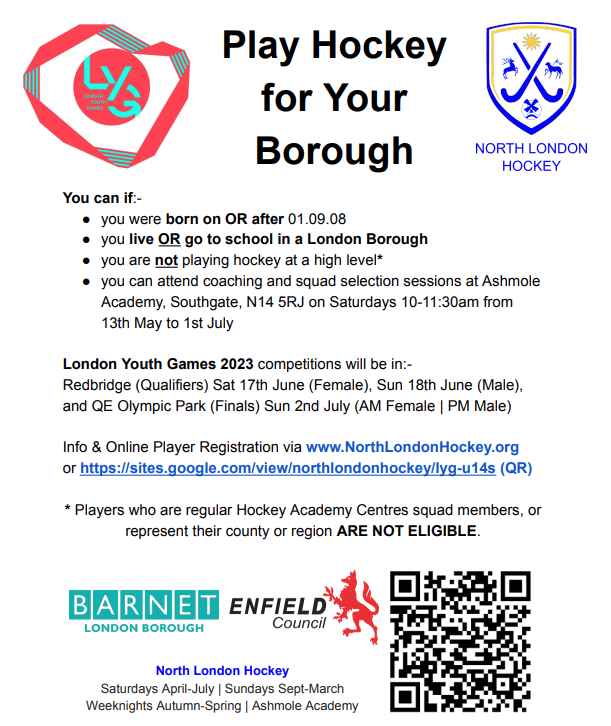 London Youth Games Hockey Players Wanted… ENFIELD GRAMMAR SCHOOL
