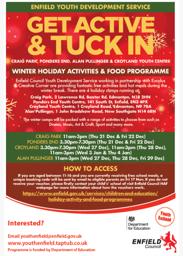 Free Winter Holiday Activities & Food Programme | ENFIELD GRAMMAR SCHOOL