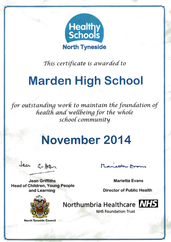 Healthy Schools Award Nov 2014