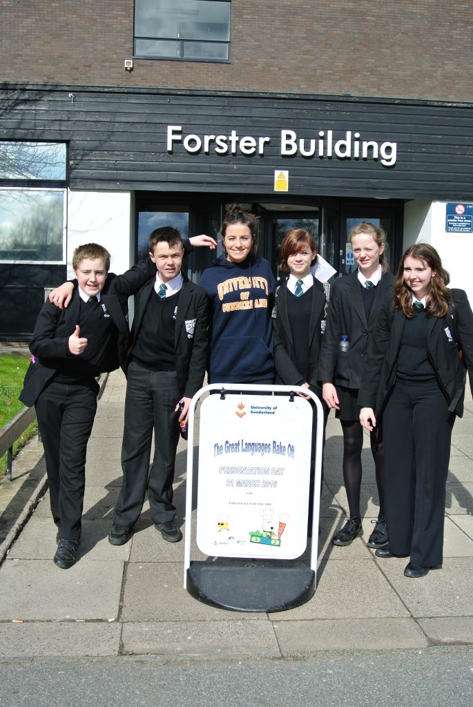 Outside Sunderland Uni with ambassador