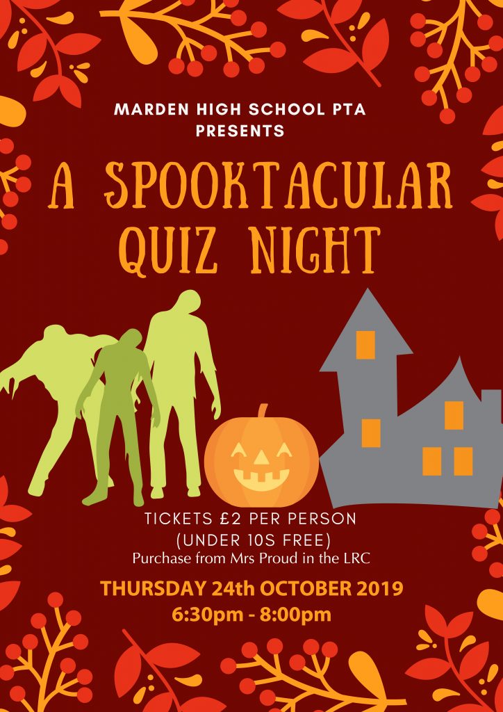 PTA Halloween Quiz Night Coming Up | Marden High School