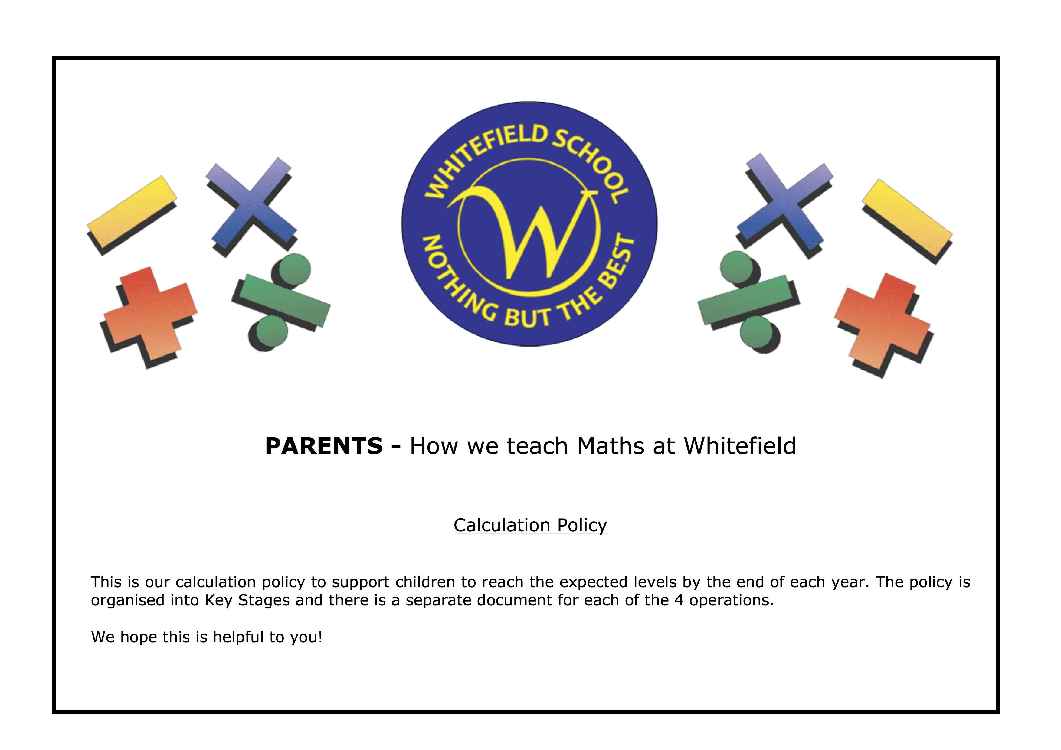 Calculation Policy - Front Cover (1)