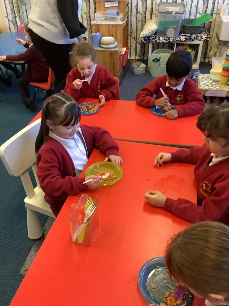 Photograph of children eating