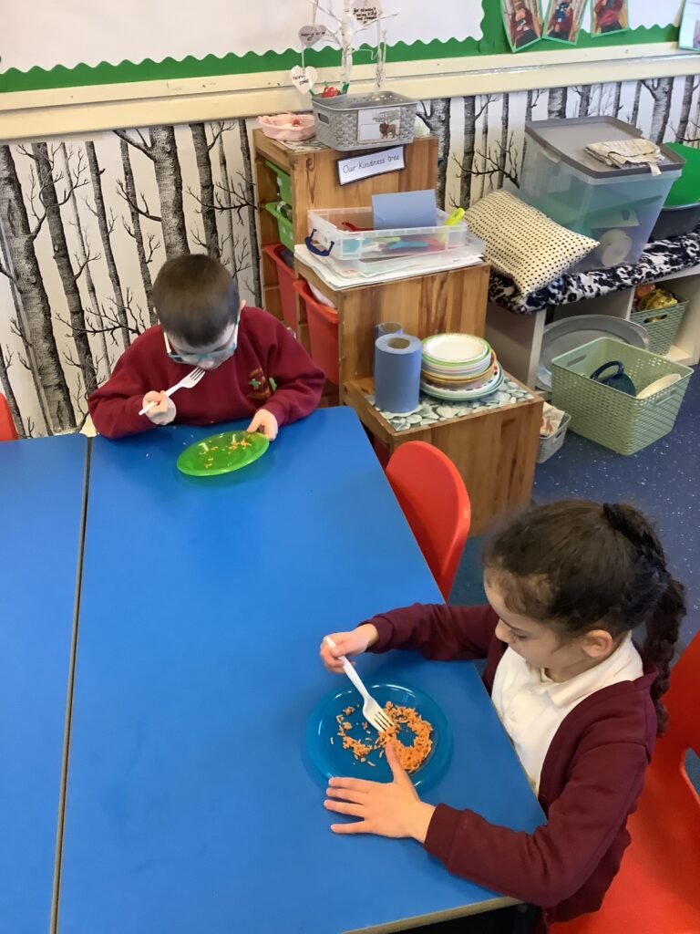 Photograph of children eating