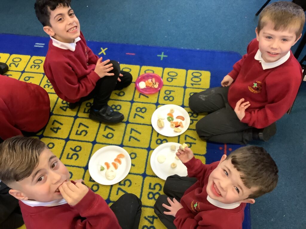 Photograph of children eating