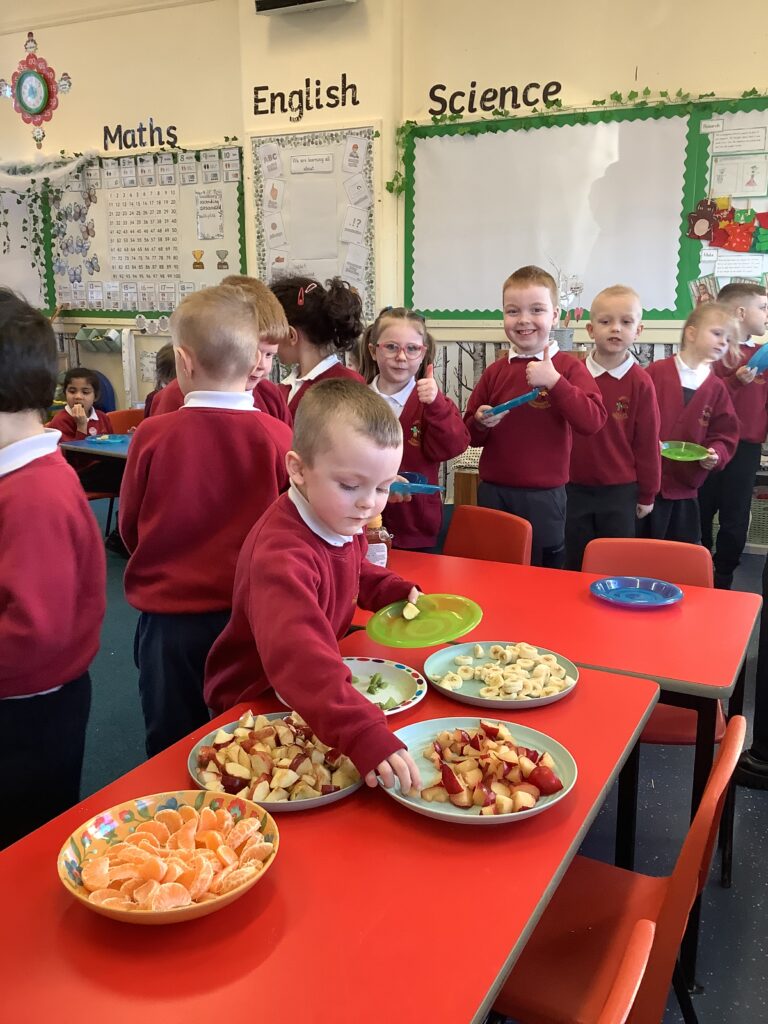 Photograph of children eating