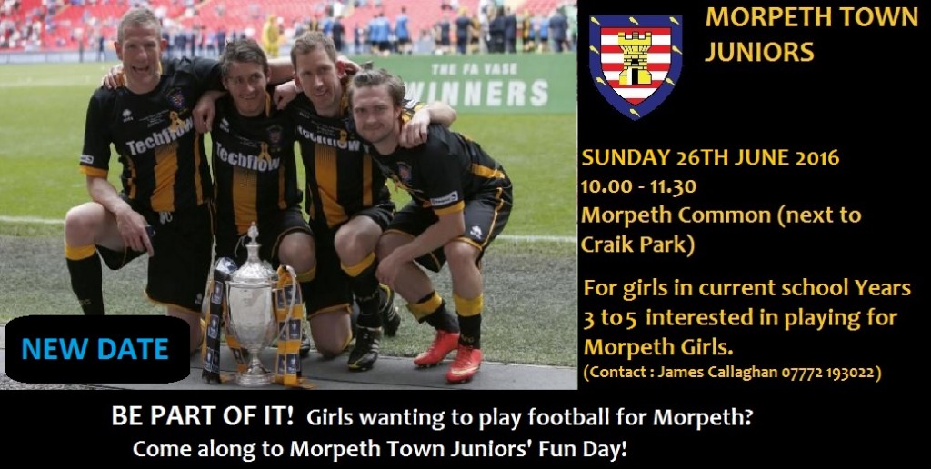 Morpeth Town Jnrs Girls Recruitment poster (yrs 3-5)