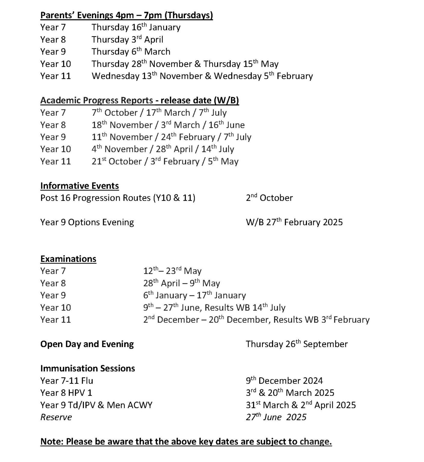 School Term Dates | Studley High School