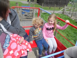 We had a bumpy ride on the tractor.