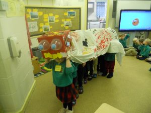We did a dragon dance and played loud drums too