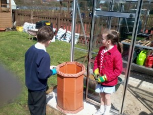 Joshua and Tiegan making sure everything is ready to plant 