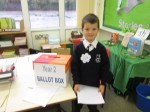 Lucas delivering a very well prepared speech, and supporting a great badge!
