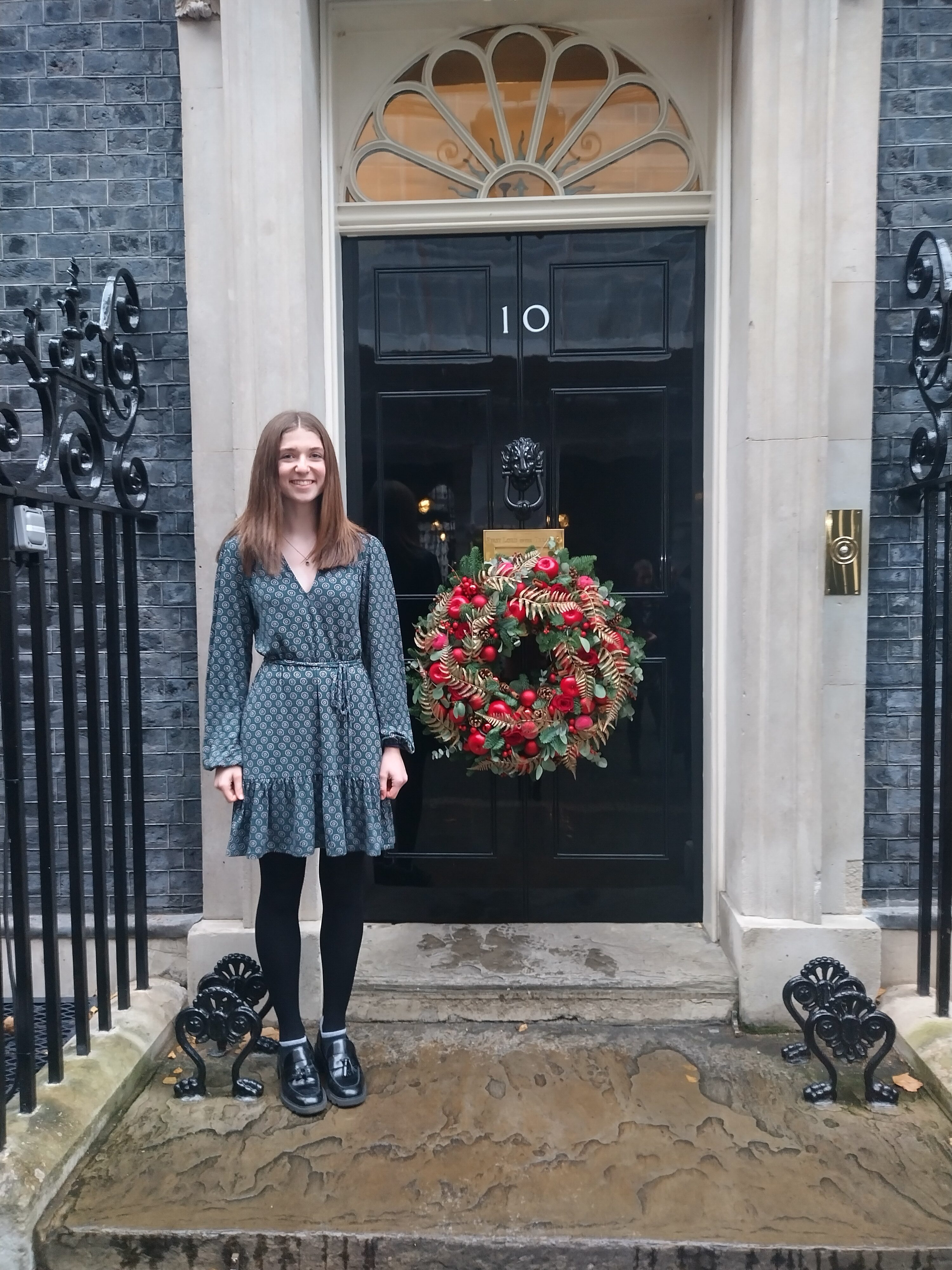 Hazel Grove Sixth Form student Lydia at 10 Downing street