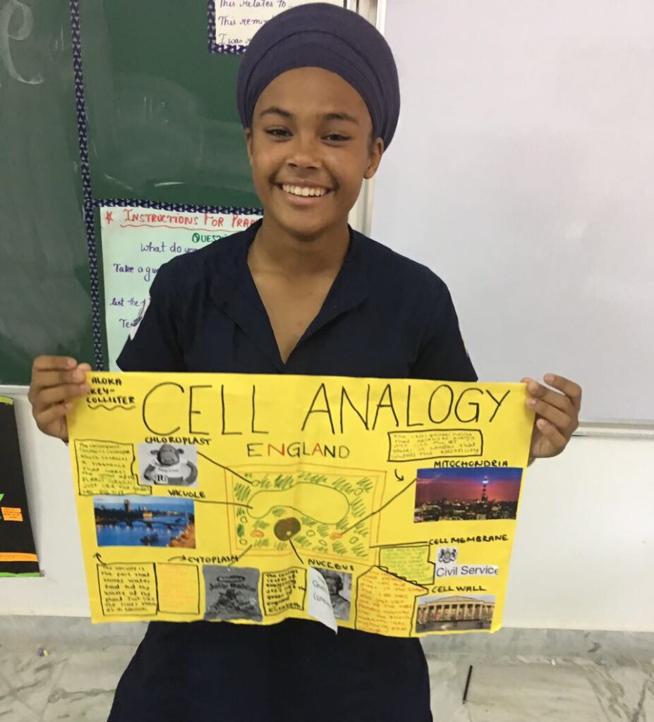 Student from Miri Piri Academy boarding school presenting the project work