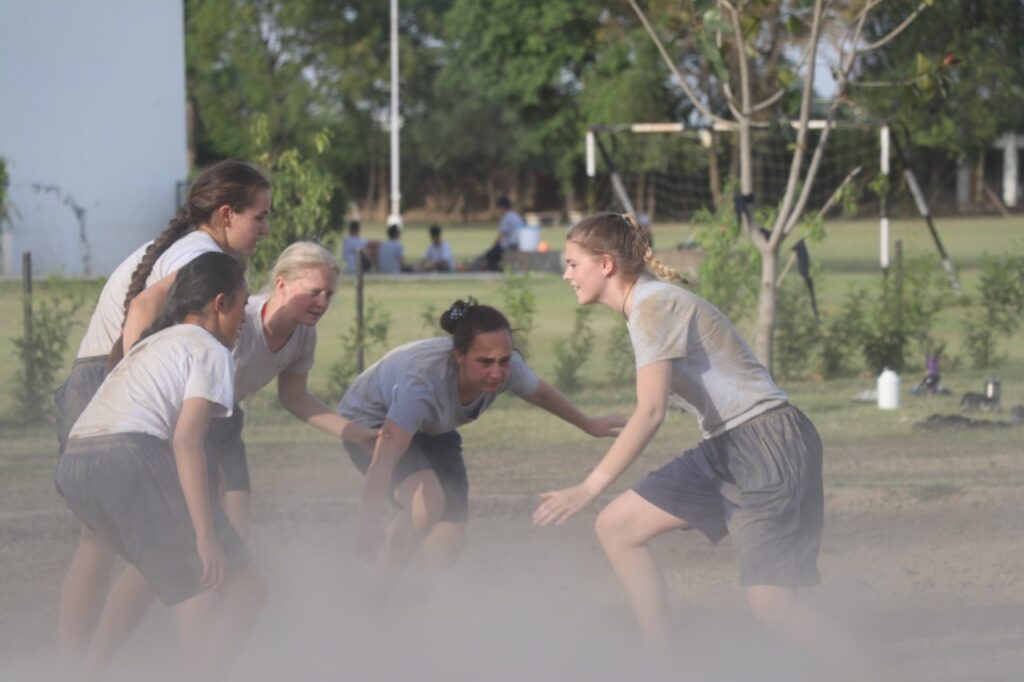 Boarding students from Miri Piri Academy Amritsar playing basketball