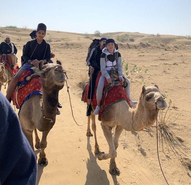 Boarding students from Miri Piri Academy enjoying a desert safari trip.