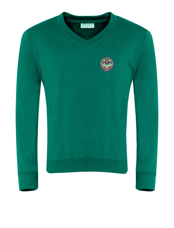 Green jumper with logo