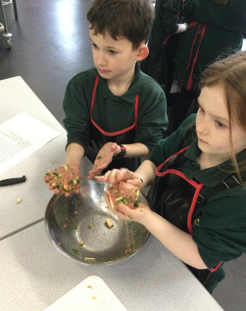 Children making food