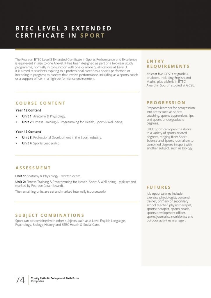 BTEC Extended Certificate in Sport L3 T6