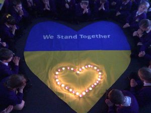 Pupils at St Thérèse of Lisieux Catholic Primary School in Ingleby Barwick praying for peace in Ukraine