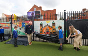 Artist Mackenzie Thorpe's visit to Sacred Heart Catholic Primary School in Middlesbrough – Photos by Chris Booth