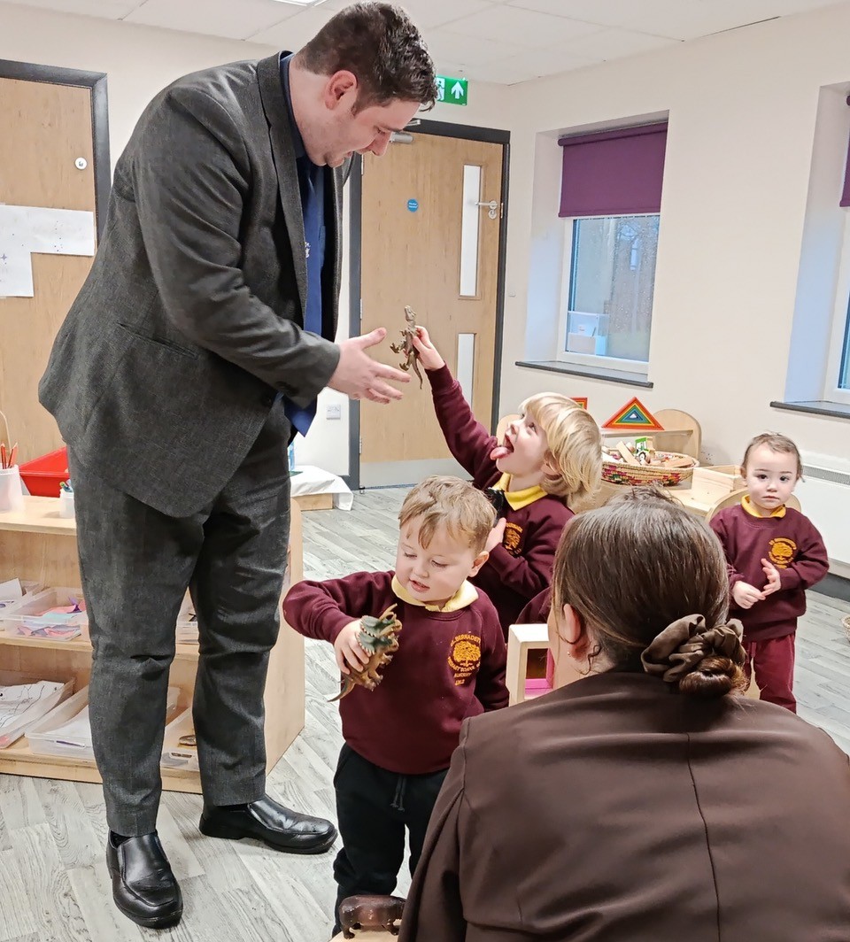Mayor Cooke with children.