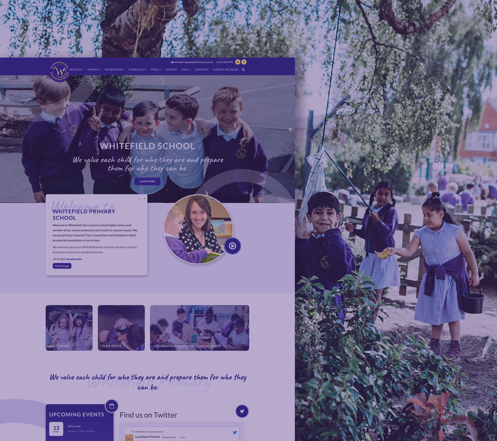 Whitefield Primary School website designed by Realsmart