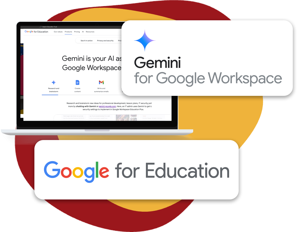 graphic showing the latest Google products for education