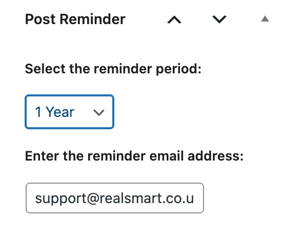 screenshot showing the post reminder plugin settings