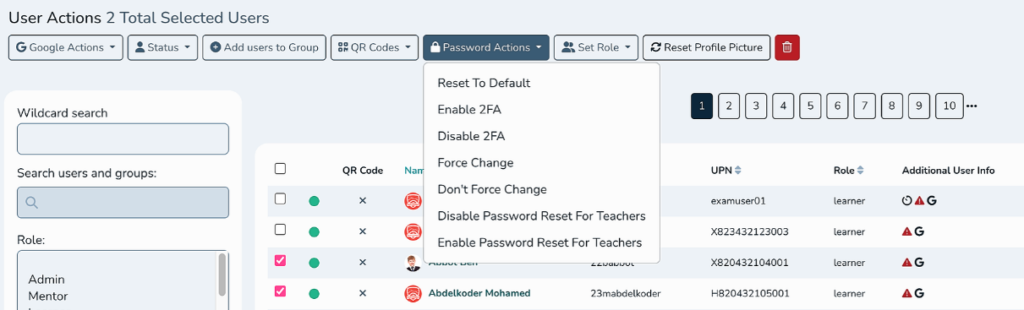 select users and use the bulk action to enable MFA