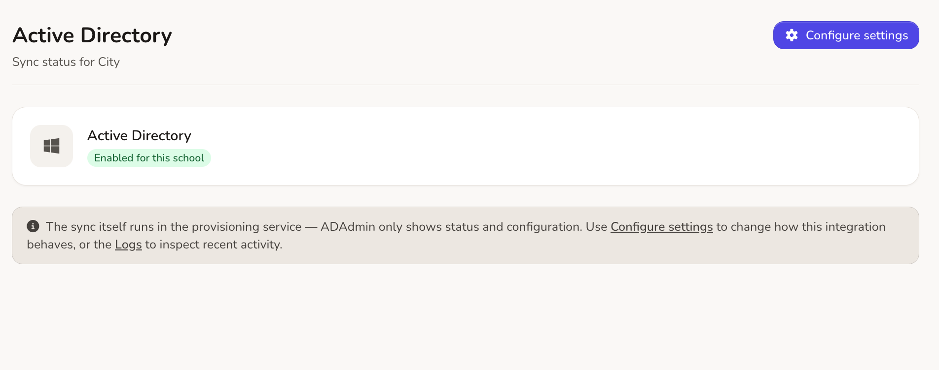 Active Directory sync lifecycle settings screenshot