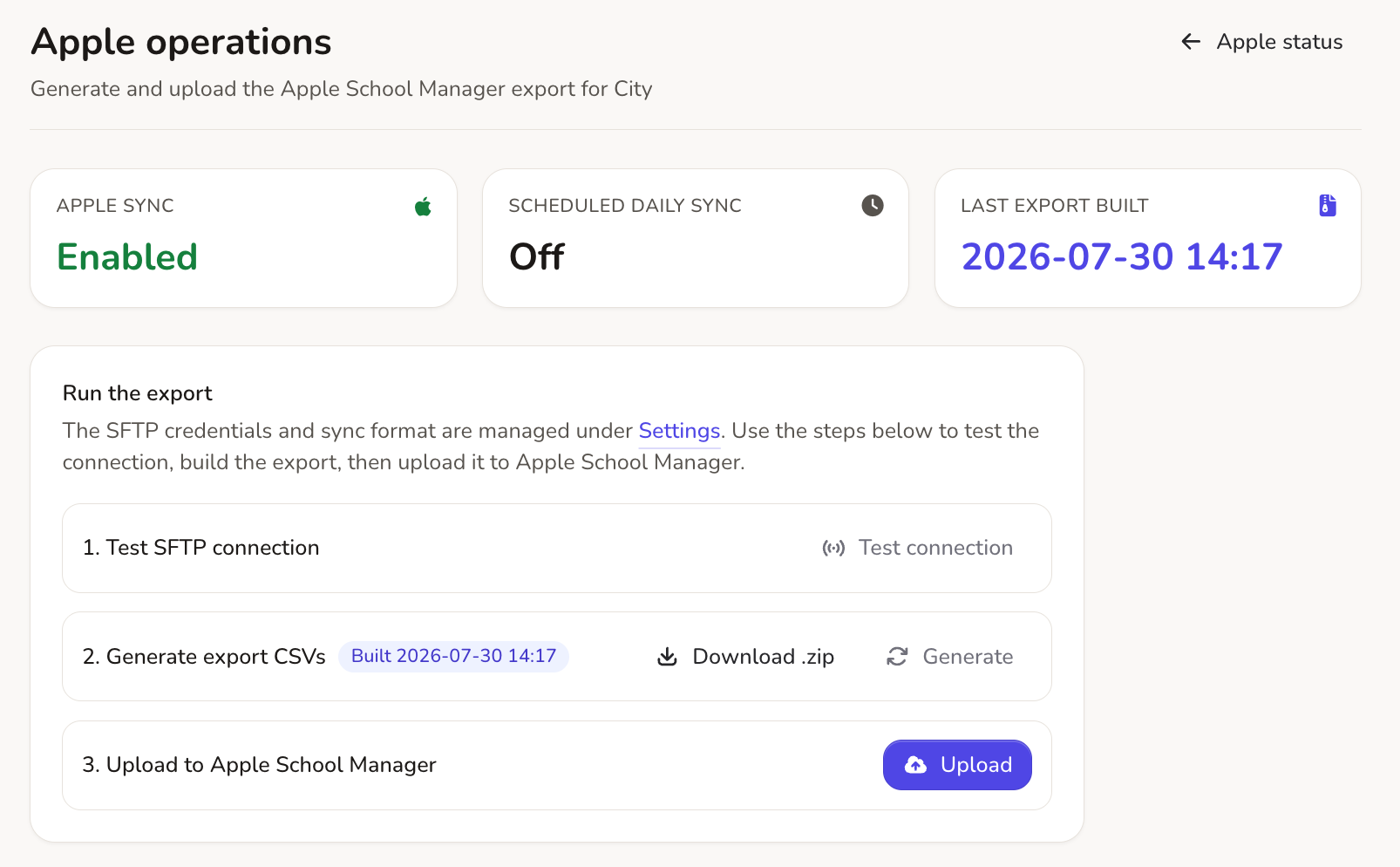 Apple School Manager Automated CSV Generation Preview