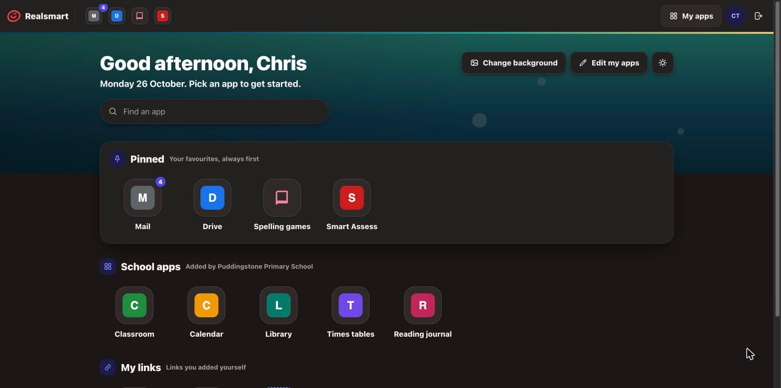 The Launchpad in dark mode with the Under the sea background