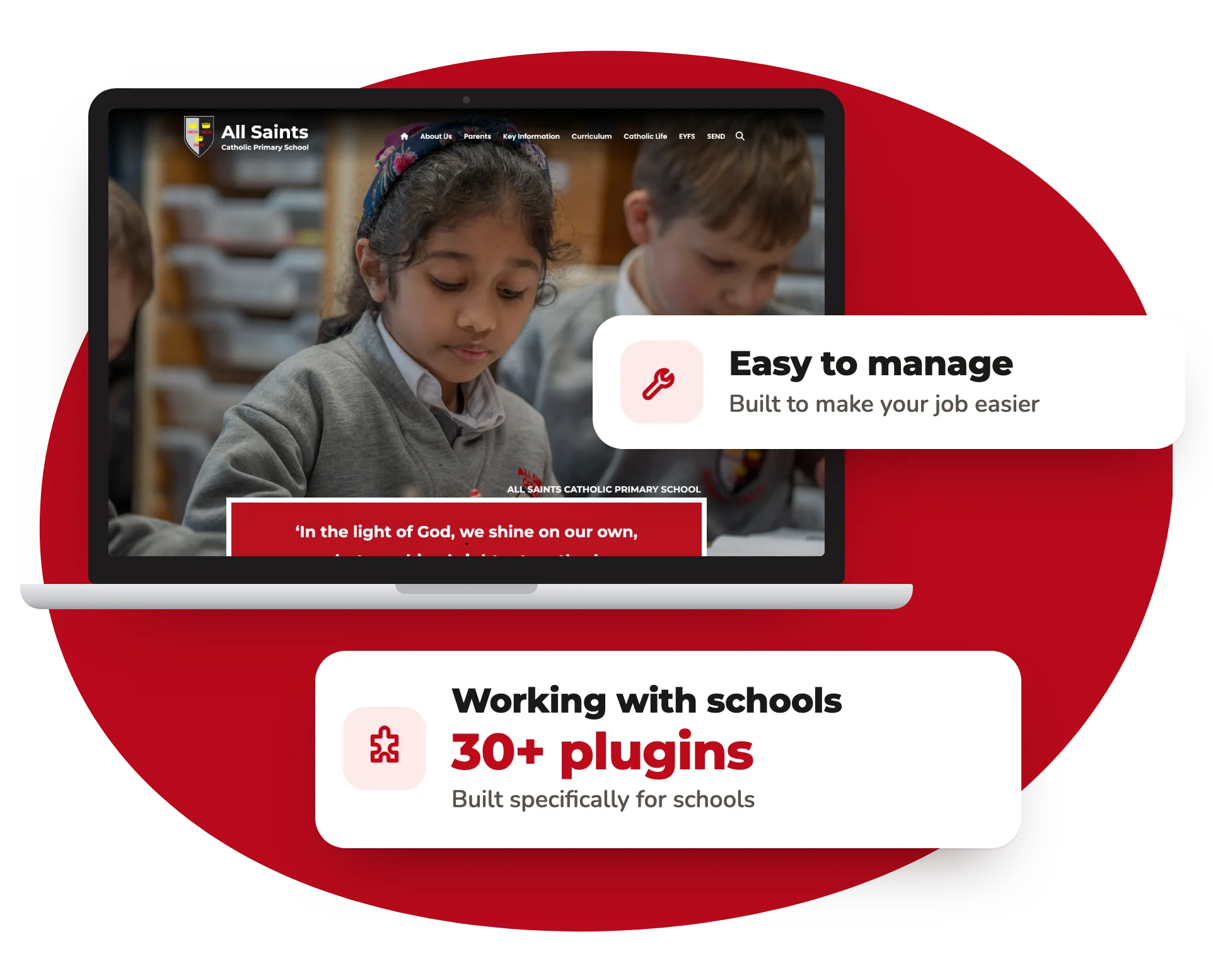 Primary school website design examples by Realsmart shown on desktop and mobile