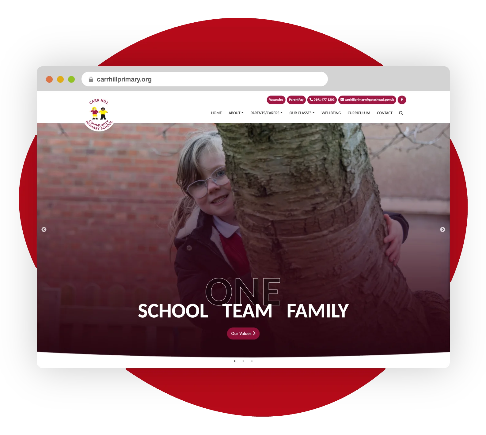 Carr Hill Primary School website designed by Realsmart