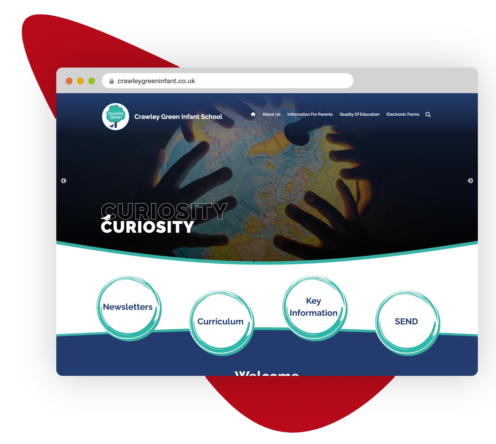 Crawley Green Infant School website designed by Realsmart