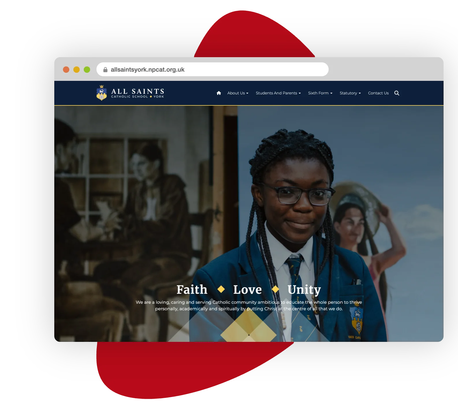 Logged in dashboards on a secondary school website showing role specific content