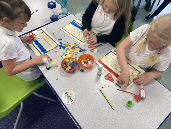 Year 3 working on their pride flags