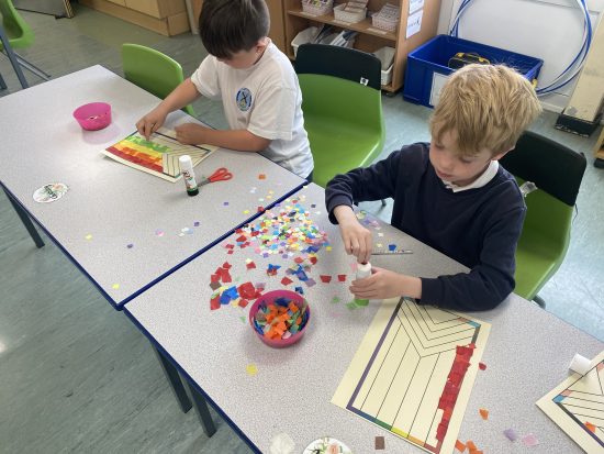 Year 3 working on their pride flags